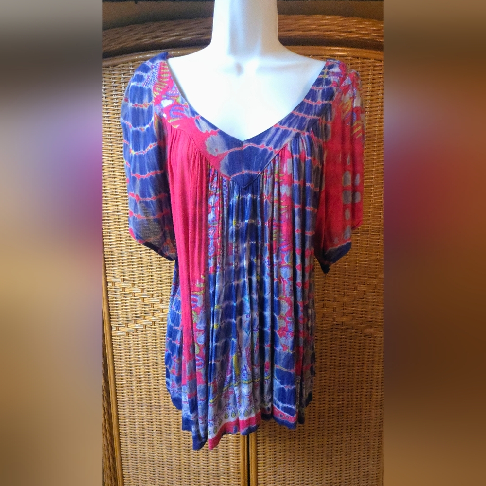 Purple And Pink Tie Dyed Tunic Top